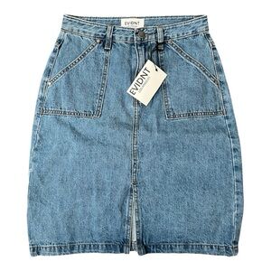 EVIDNT PENCIL SKIRT DENIM Size 26, slit to mid skirt NWT